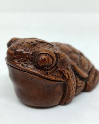 antico netsuke rospo legno di bosso giapponese  M 