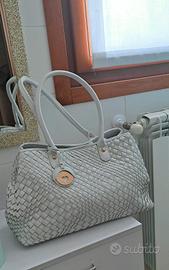 borsa intrecciata grigio Chiarissimo