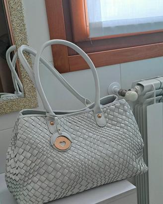 borsa intrecciata grigio Chiarissimo