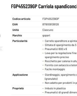 Carriola spandiconcime gopart 56kg