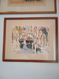 Quadro acquerello su carta, artista D'angelo