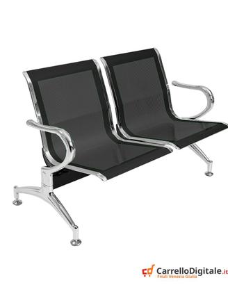 Panca per sala attesa 2 posti in acciaio Nero