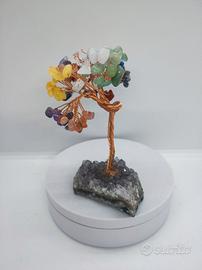 Albero Ametista con foglie pietre naturali chakra