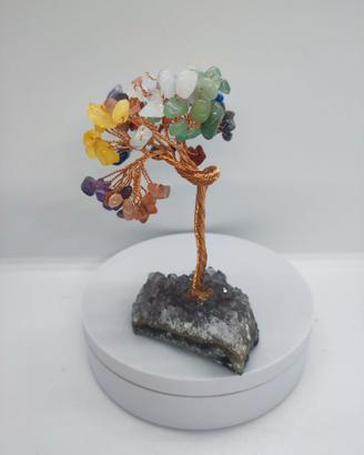 Albero Ametista con foglie pietre naturali chakra