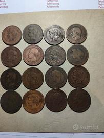 lotto 16 PZ monete antiche francesi 1800