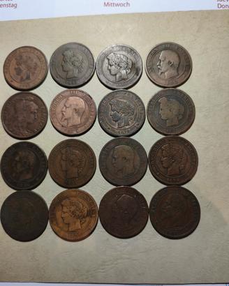 lotto 16 PZ monete antiche francesi 1800