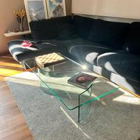 Tavolino in vetro curvato - stile vintage anni ‘70