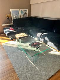 Tavolino in vetro curvato - stile vintage anni ‘70