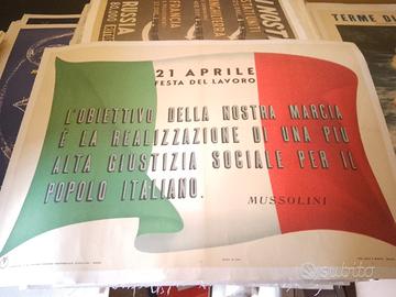 manifesto poster pubblicitario lavoro Mussolini