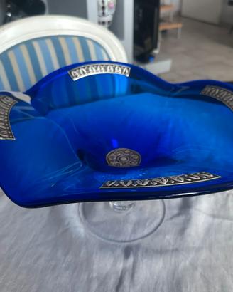Centro tavola vetro artistico e argento 925