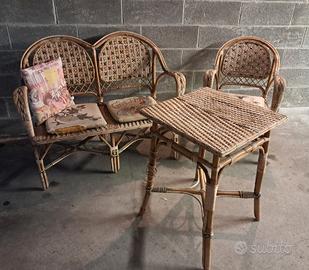 set da giardino in Vimini e Bambù 