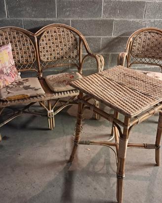 set da giardino in Vimini e Bambù 