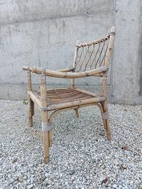 Set 6 poltroncine in bambù e rattan/vimini vintage
