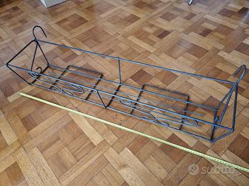 Portavasi Fioriera Balconette Ferro Nero cm 105