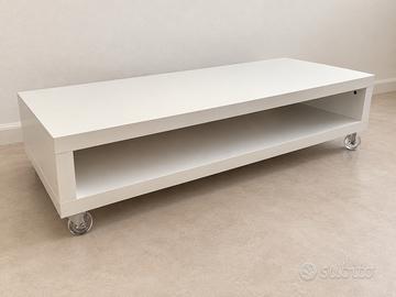 Mobile porta TV bianco con ruote trasparenti