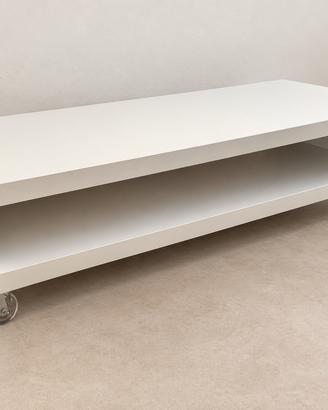 Mobile porta TV bianco con ruote trasparenti