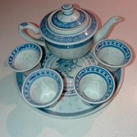 Servizio da sakè in porcellana cinese vintage 