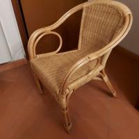 SEDIA POLTRONA IN VIMINI DI BAMBU’ O RATTAN