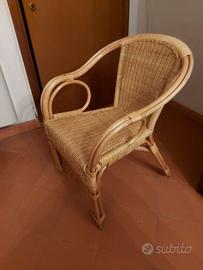 SEDIA POLTRONA IN VIMINI DI BAMBU’ O RATTAN