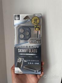 Cover iPhone 15 Pro Skinny Glass Blu Navy + protez