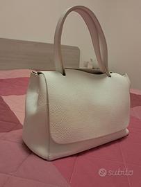 borsa in vera pelle bianca