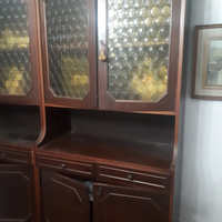 Credenza vintage legno con vetri decorati H195 L94