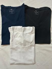 Set 2 t-shirt + canotta tinta unita donna Tg M