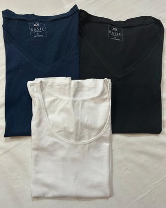 Set 2 t-shirt + canotta tinta unita donna Tg M