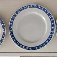 4 Piatti in Ceramica, Blu-Bianco 