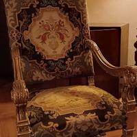 ANTICA POLTRONA LUIGI XIV CON ARAZZO PUNTA D'AGO