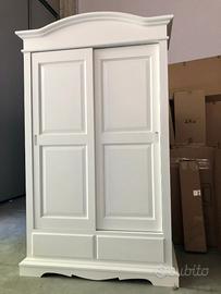 NUOVO armadio 2 ante di legno bianco laccato