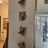 4 Angeli da parete in ceramica