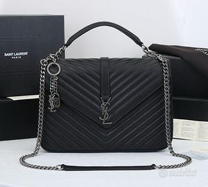 Borsa a tracolla YSL con fibbia nera e argento