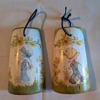 set 2 tegole coppo  decorative 18x11 cm una in ott