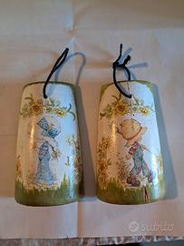 set 2 tegole coppo  decorative 18x11 cm una in ott