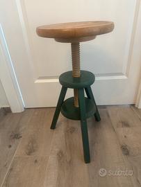 Sgabello Vintage in legno a Vite regolabile