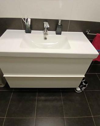 Mobile da bagno bianco lucido completo di lavabo