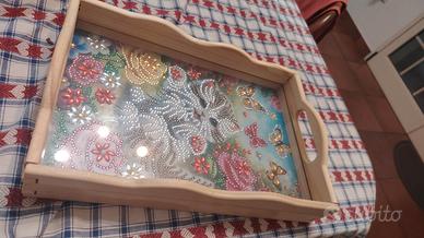 vassoio fatto a mano con i dismont penting 