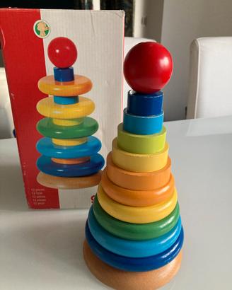Anelli impilabili in legno Montessori