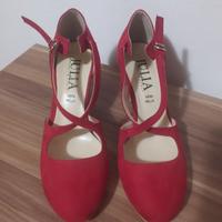 scarpe rosse con tacco, n. 38 ,vera pelle