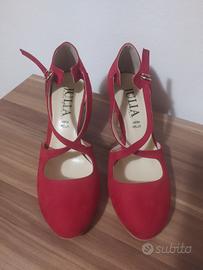 scarpe rosse con tacco, n. 38 ,vera pelle