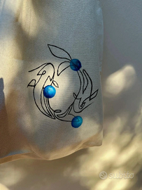 Borsa mare personalizzata a mano in cotone