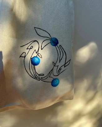 Borsa mare personalizzata a mano in cotone