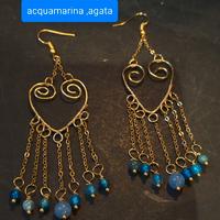 orecchini celesti agata, acquamarina 