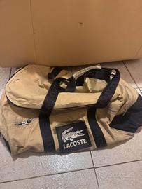 Borsone sportivo vintage Lacoste beige e nero