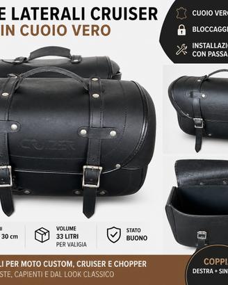 Valigie laterali Cruiser in cuoio – coppia – 33 l