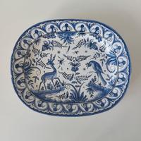 Piatto dipinto a mano toni blu