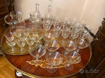 Set bicchieri vetro  inciso + decanter anni’50