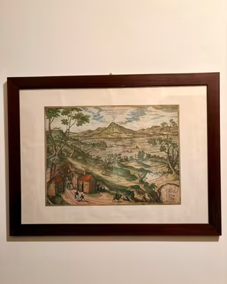 Veduta storica di Napoli e del Vesuvio