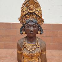 Statua Donna Divinità India in legno di Teak